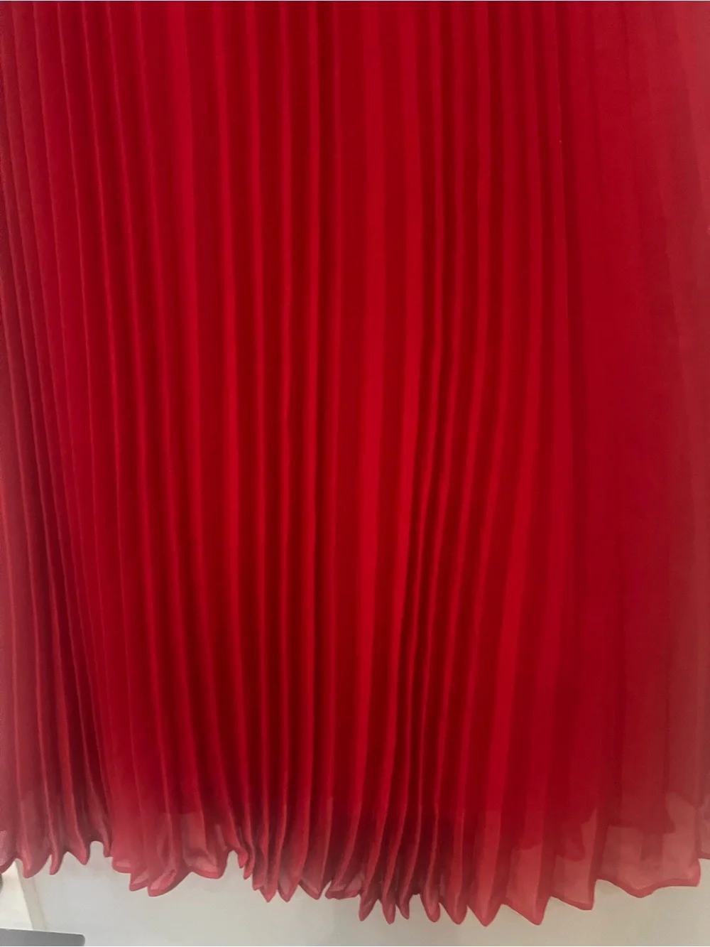 Robbie Bee Dress Womens 10 Red Solid Pleated Lined Sleeveless Layered